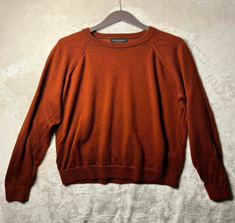Banana Republic 100% Merino Wool Sweater Men's L Brown Elevated Luxury Jumper